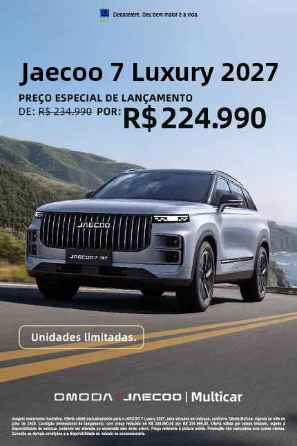 Banner com informações do modelo Jaecoo 7 Luxury